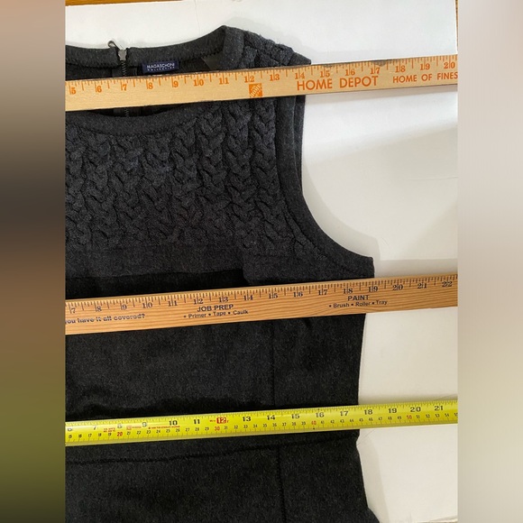 Magaschoni Collection Women Sleeveless Cable Knit Insert Midi Dress Gray Wool - Picture 8 of 13